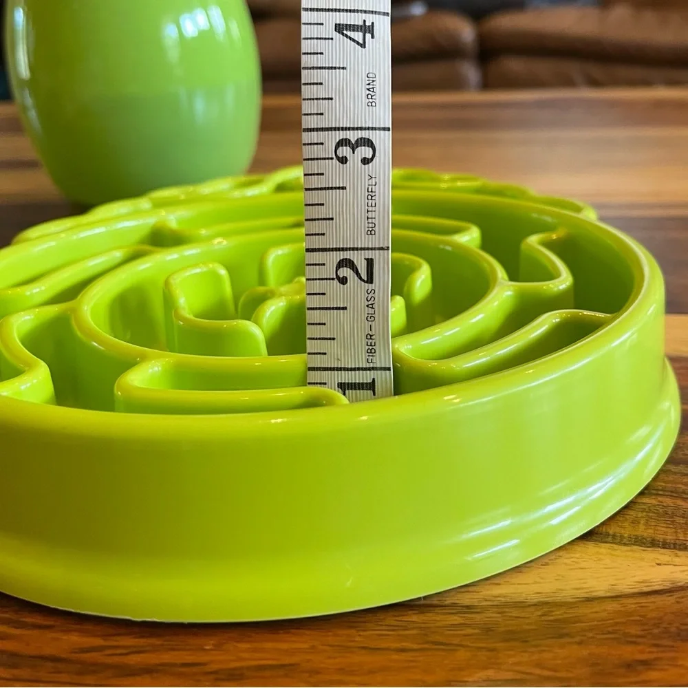 NIB Lime Green Strawberry Flower Pet Slow Feeder Bowl